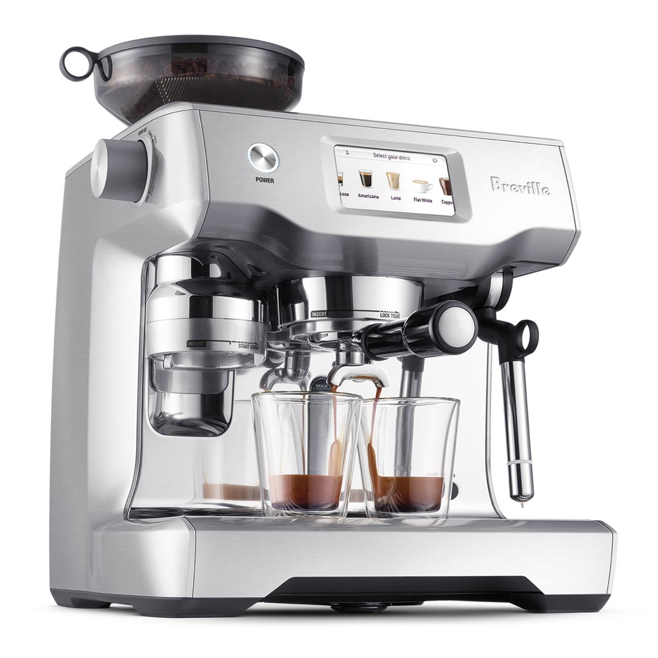 Breville the oracle touch espresso machine stainless front quarter view