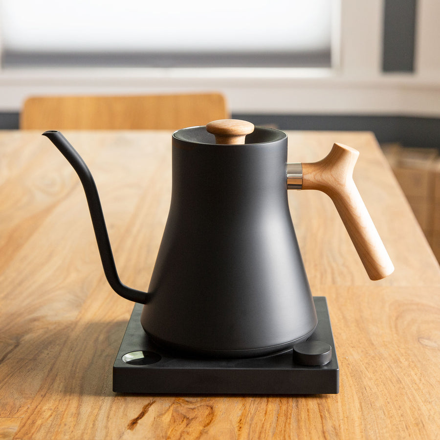 Fellow Stagg Electric Kettle black maple lifestyle