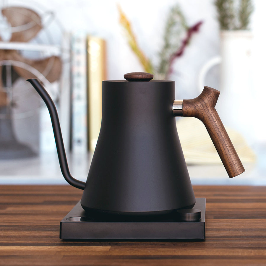 Fellow Stagg Electric Kettle black walnut lifestyle