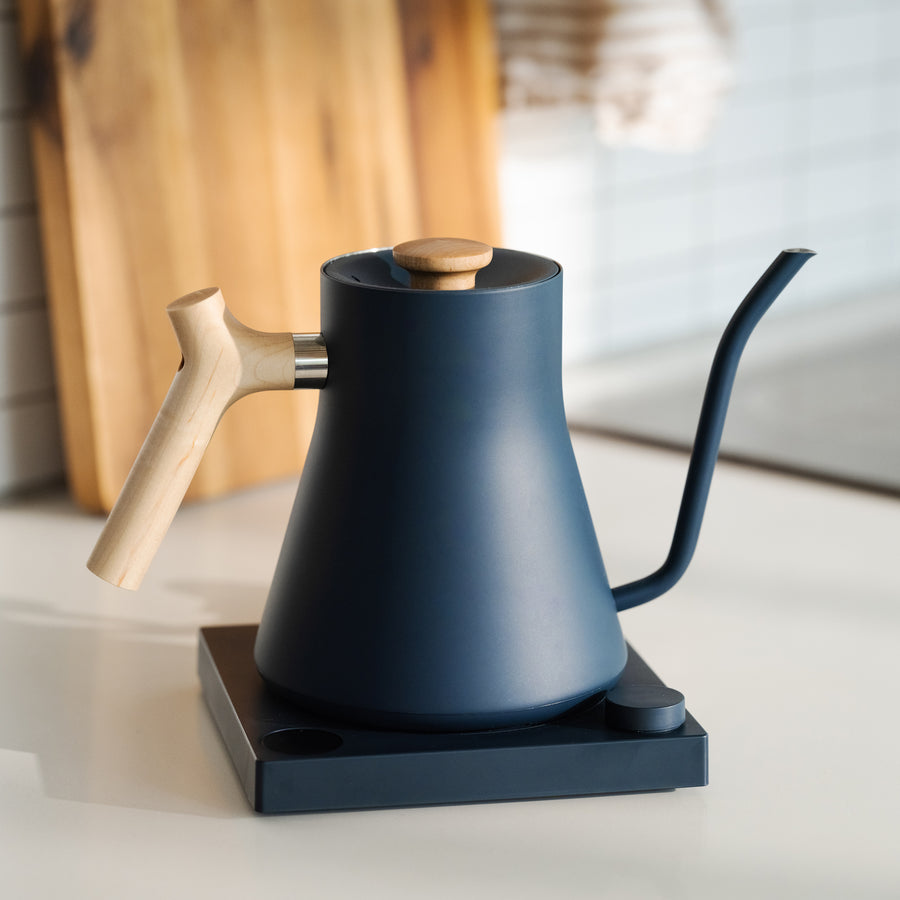 Fellow Stagg Electric Kettle Blue maple lifestyle