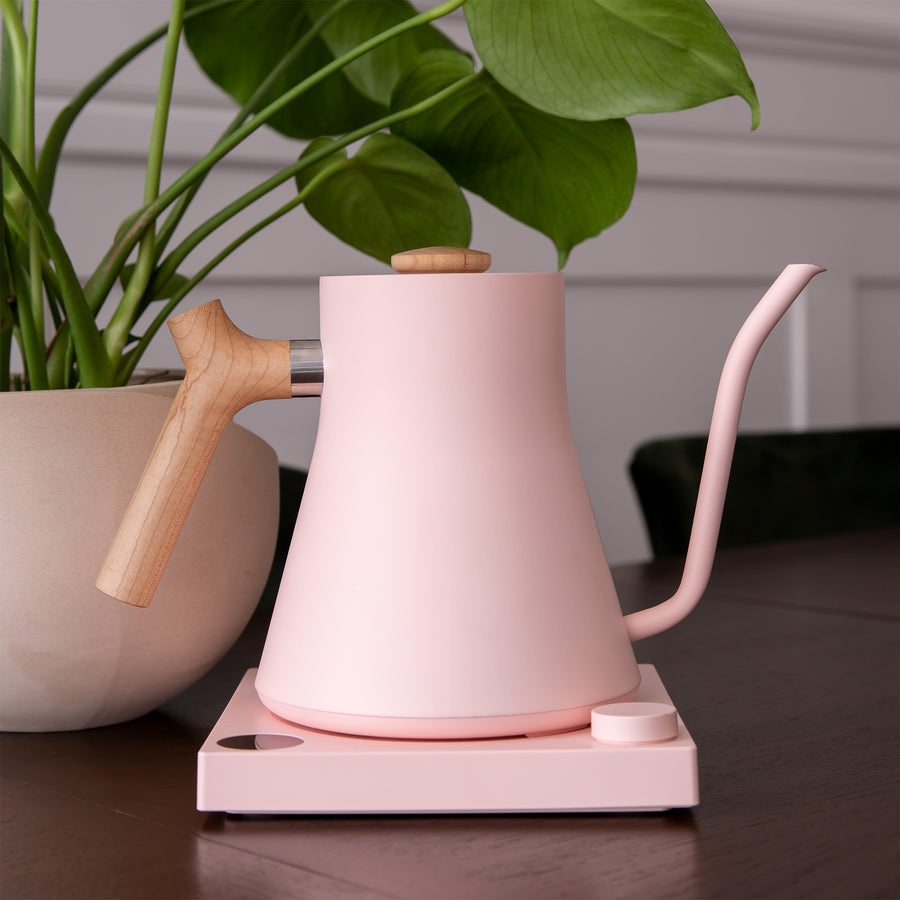 Fellow Stagg Electric Kettle pink maple lifestyle