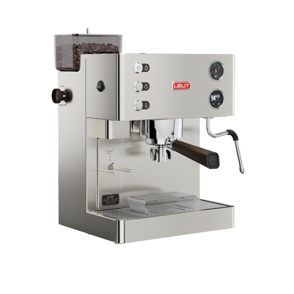 Lelit Kate espresso machine front quarter view