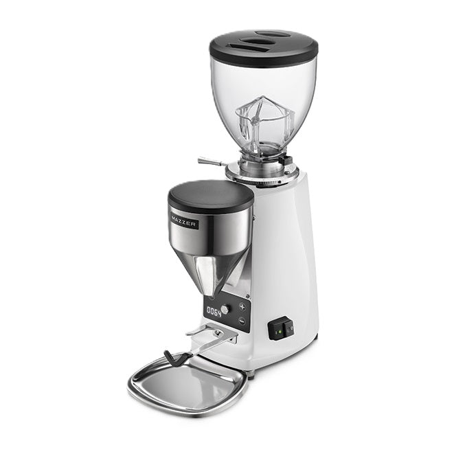 Mazzer Mini B Electronic Espresso Grinder White Front View